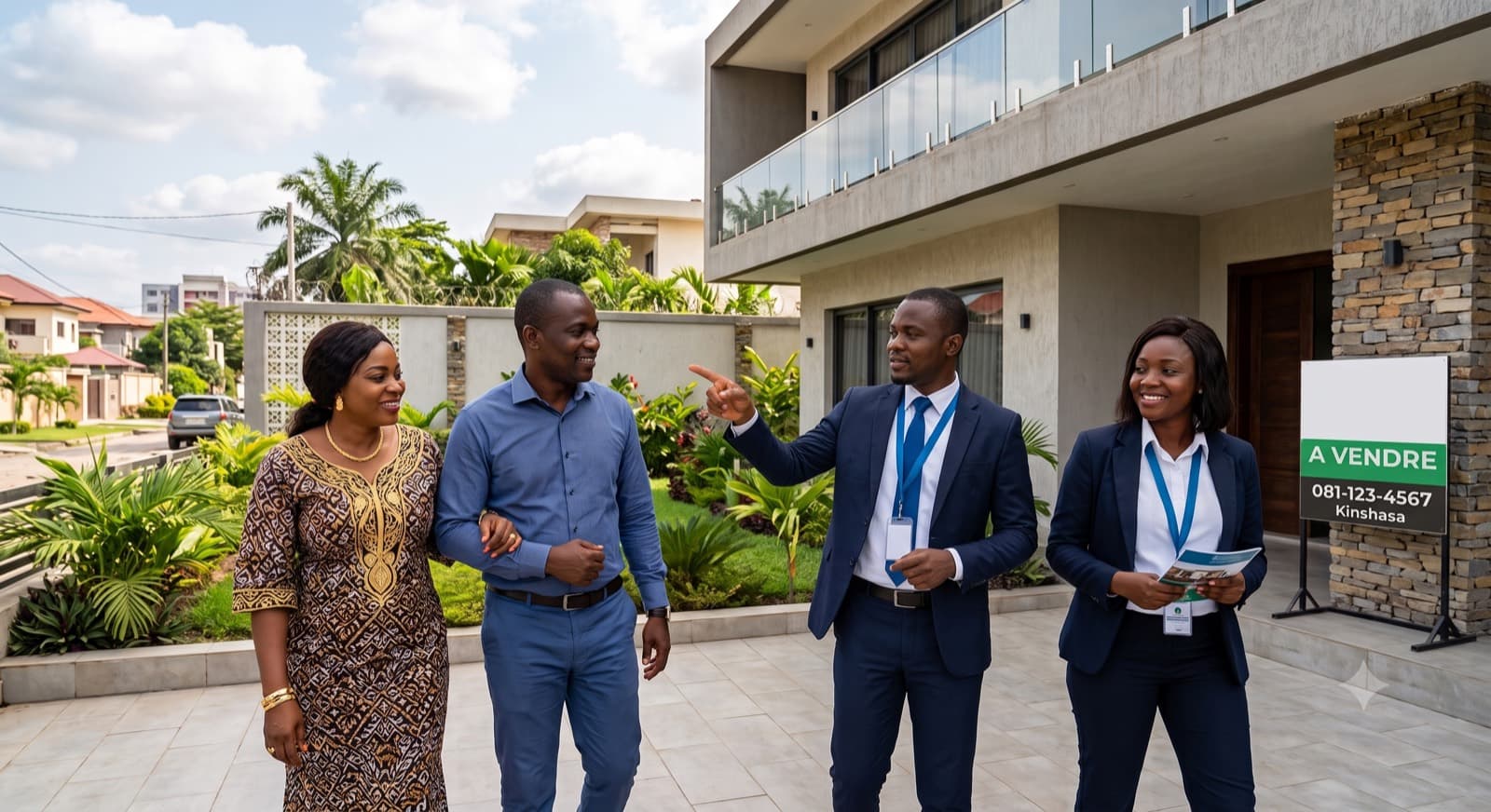 Agents immobiliers MonBien présentant une villa à vendre à Kinshasa